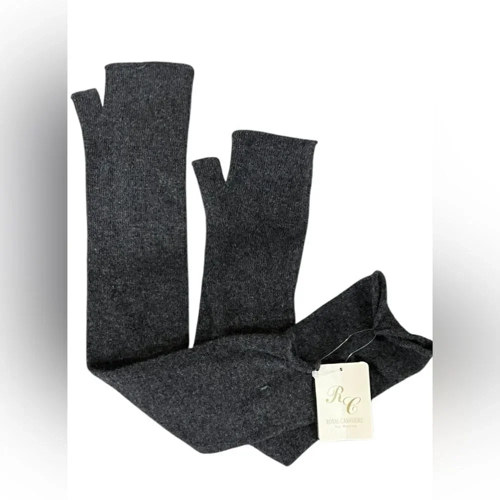 Royal Cashmere Long Gray Gloves, New with tag